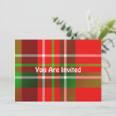 Weihnachts-Tartan-Einladung Einladung (Stehend Vorderseite)