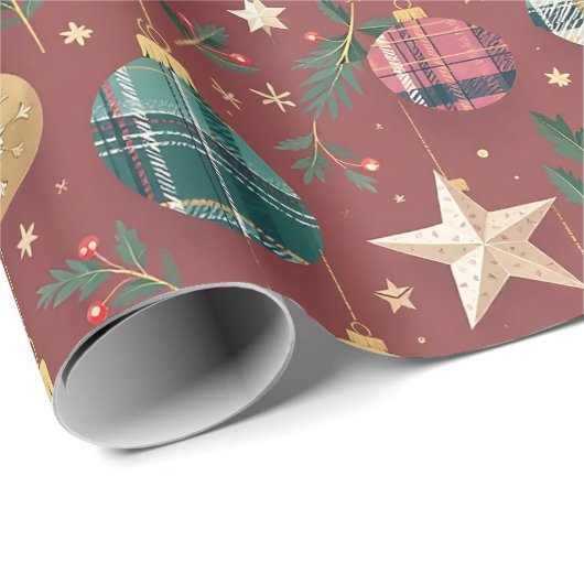 Weihnachts-Tartan Geschenkpapier (Rolleneckpunkt)