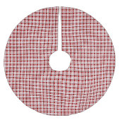 Weihnachts-Tartan in Rot und Weiß Polyester Weihnachtsbaumdecke (Vorderseite)
