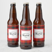 Weihnachts-Tartan Kariert Familienname Jahr Bierflaschenetikett (Flaschen)