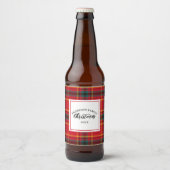 Weihnachts-Tartan Kariert Familienname Jahr Bierflaschenetikett (Vorderseite)