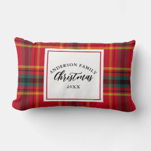 Weihnachts-Tartan Kariert Familienname Jahr Lendenkissen
