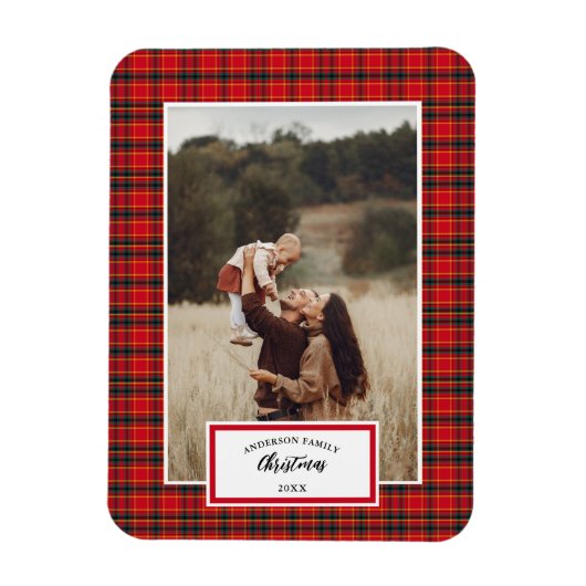 Weihnachts-Tartan Kariert Familienname Jahr Magnet (Vertikal)