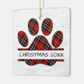 Weihnachts Tartan Kariert Paw Print Keramikornament (Links)