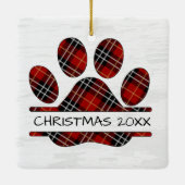 Weihnachts Tartan Kariert Paw Print Keramikornament (Rückseite)