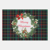 Weihnachts-Tartan mit Wreath Craft oder Geschenk Geschenkpapier Set (Vorderseite)