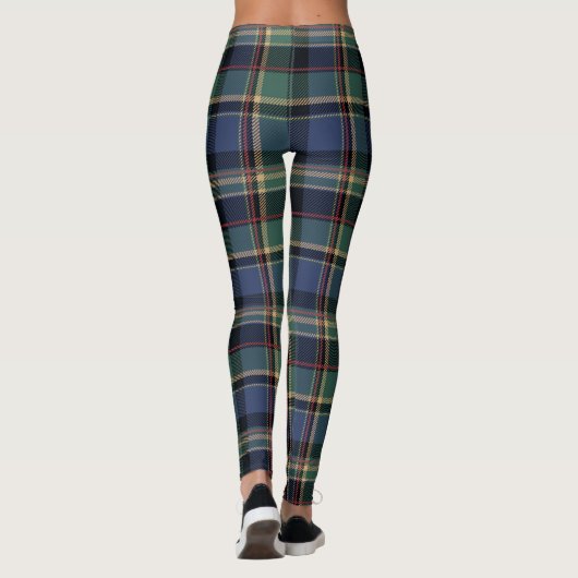 Weihnachts-Tartan Navy Blau Grün ID1141B Leggings (Rückseite)