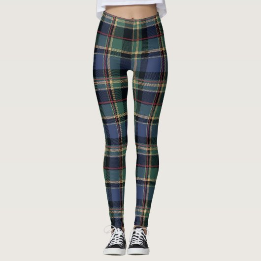 Weihnachts-Tartan Navy Blau Grün ID1141B Leggings (Vorderseite)
