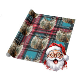 Weihnachts-Tartan-Rentiere Geschenkpapier