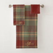 Weihnachts-Tartan Rot Grün ID1141A Badhandtuch Set (Insitu)