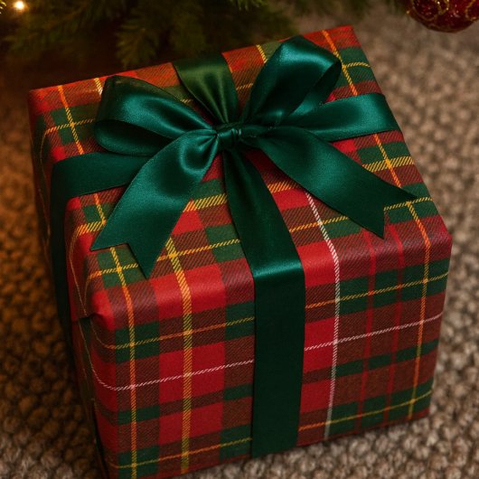Weihnachts-Tartan Rot und Grün  Geschenkpapier