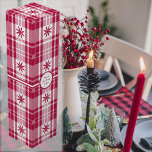 Weihnachts-Tartan - Rot und Weiß mit Poinsettia Weinbox<br><div class="desc">Weihnachtsbartan in rot und weiß mit Poinsettien. Andere Tartan-Farbwege ohne Blume erhältlich.</div>