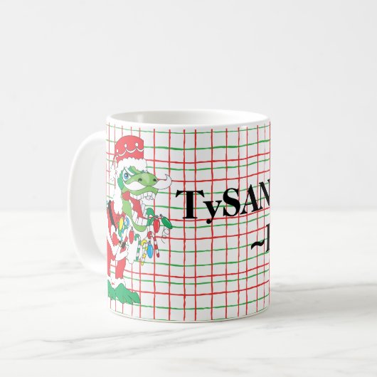 Weihnachts-Tasse 11 oz. "TySANTAsaurus Rex" Kaffeetasse (Vorderseite Links)