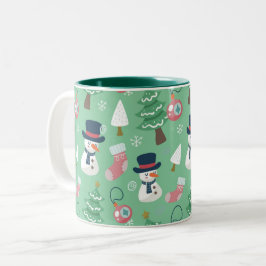 Weihnachts-Tasse des Schneemanns, Festtagskaffee Zweifarbige Tasse