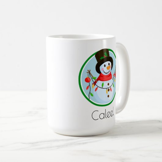 Weihnachts-Tasse des Schneemanns: Sippe im Urlaub Kaffeetasse (VorderseiteRechts)