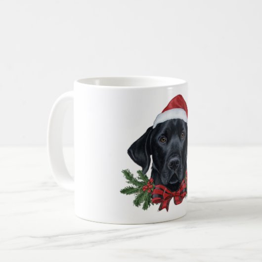 Weihnachts-Tasse für schwarzes Labor - Holiday Lab Kaffeetasse (Vorderseite Links)