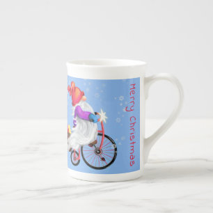 Weihnachts-Tasse Gnome mit Bike Porzellantasse