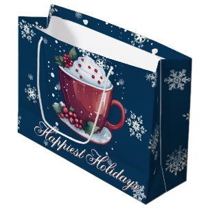 Weihnachts-Tasse heiße Schokolade Blau Große Geschenktüte
