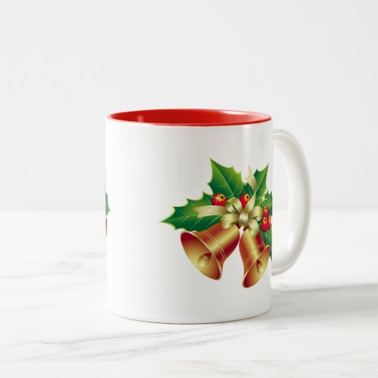 Weihnachts-Tasse-Holly Bells Zweifarbige Tasse (VorderseiteRechts)