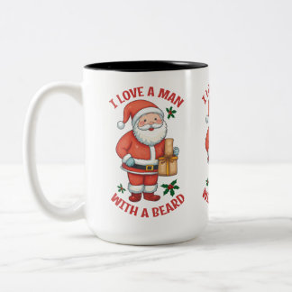 Weihnachts-Tasse: "Ich LIEBE einem MANN MIT EINEM  Zweifarbige Tasse