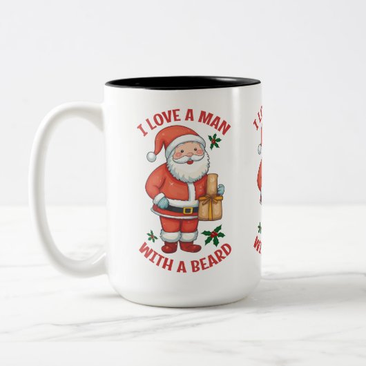 Weihnachts-Tasse: "Ich LIEBE einem MANN MIT EINEM Zweifarbige Tasse (Links)