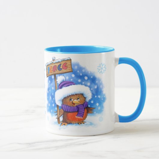 Weihnachts-Tasse individuelle Name Peace Robin Tasse (Rechts)
