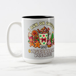 Weihnachts-Tasse Lauf auf Kaffee und Ingwer Brot T Zweifarbige Tasse