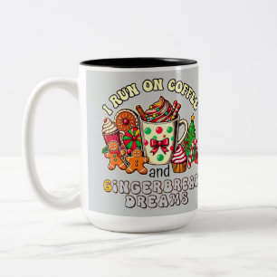 Weihnachts-Tasse Lauf auf Kaffee und Ingwer Brot T Zweifarbige Tasse