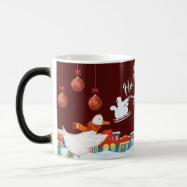 Weihnachts-Tasse mit einem Dorf, Goos und Santa Verwandlungstasse