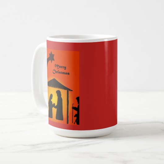 Weihnachts-Tasse mit Krippe-Silhouette Kaffeetasse (Vorderseite Links)