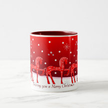 Weihnachts-Tasse mit niedlichen Pferden und Sonder