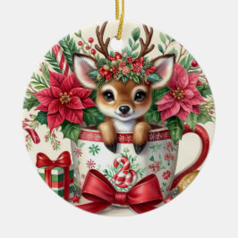 Weihnachts-Tasse Rentier 2 Keramik Ornament