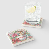 Weihnachts-Tasse Rentier 3 Steinuntersetzer (Seitenansicht)