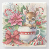 Weihnachts-Tasse Rentier 3 Steinuntersetzer (Vorderseite)