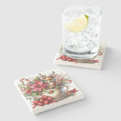 Weihnachts-Tasse Rentier 4 Steinuntersetzer (Seitenansicht)