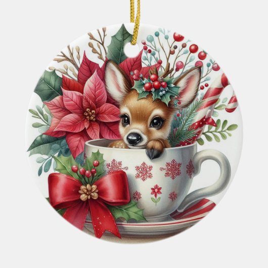Weihnachts-Tasse Rentier 7 Keramik Ornament (Vorne)