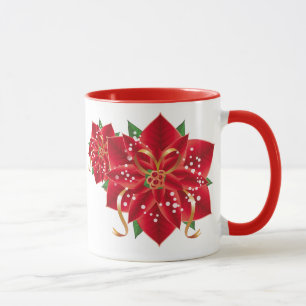 Weihnachts-Tasse-Rote Poinsettias Tasse