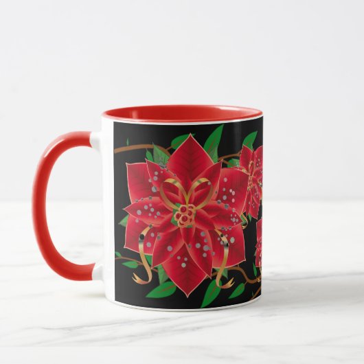 Weihnachts-Tasse-Rote Poinsettias Tasse (Links)