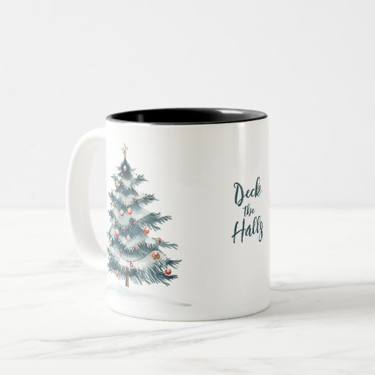 Weihnachts-Tasse | Rustikales Nordic Holiday Desig Zweifarbige Tasse (Vorderseite Links)