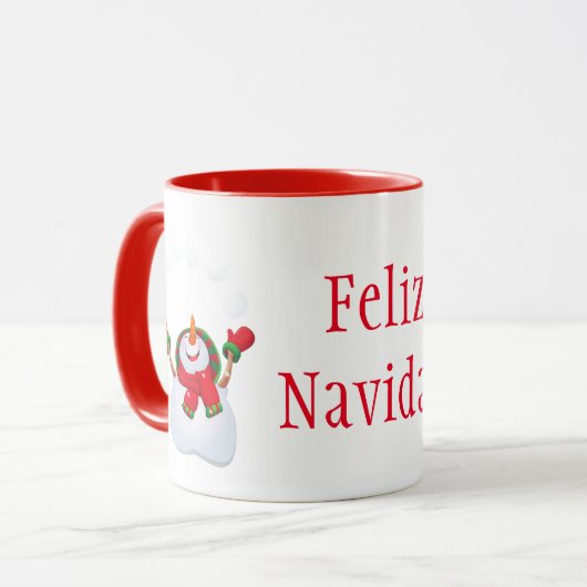 Weihnachts-Tasse-Snowman-Feliz Navidad Tasse (Vorderseite Links)