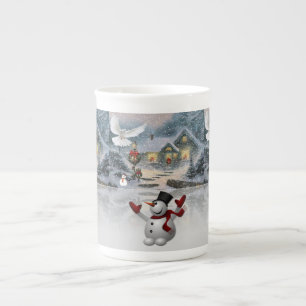 Weihnachts-Tasse Snowman Porzellantasse