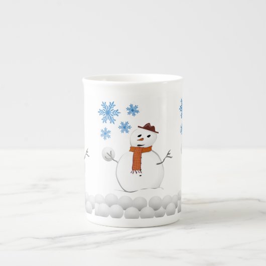 Weihnachts-Tasse Snowman Porzellantasse (Vorderseite)