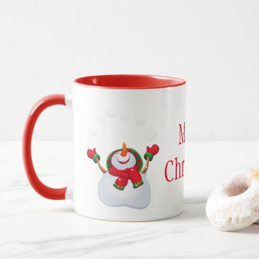 Weihnachts-Tasse-Snowman Tasse (Mit Donut)
