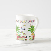 Weihnachts-Tasse, Summer Beach Bum Santa Porzellantasse (Vorderseite Rechts)