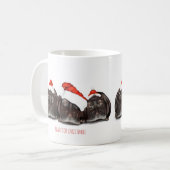 Weihnachts-Tasse "Weihnachtsfertig" Sleepy Hippos Kaffeetasse (Vorderseite Links)