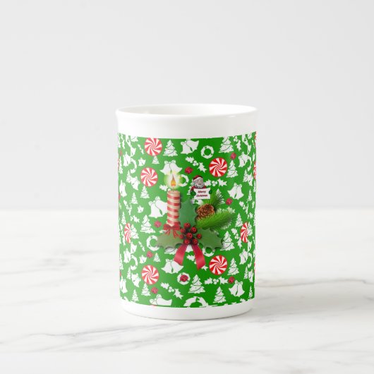 Weihnachts-Tasse, Weihnachtskerze Porzellantasse (Vorderseite)