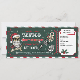 Weihnachts-Tattoo-Geschenkgutschein Karte