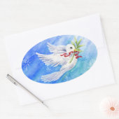 Weihnachts-Taube für Friedenskleber Ovaler Aufkleber (Umschlag)