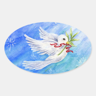 Weihnachts-Taube für Friedenskleber Ovaler Aufkleber