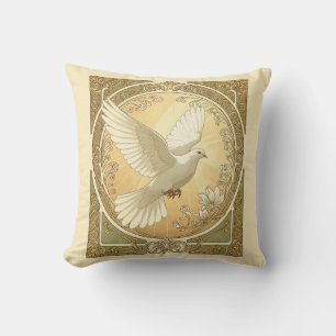 Weihnachts-Taube im Jugendstil-Design Kissen